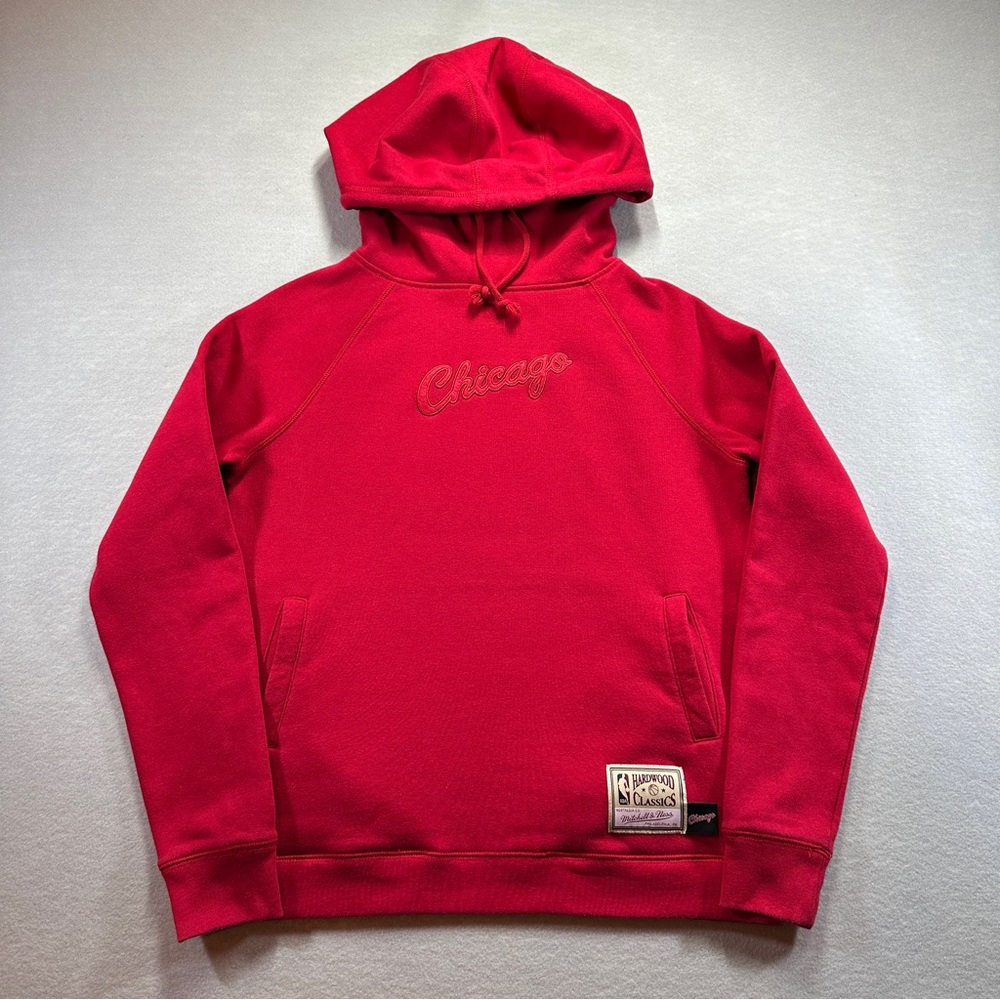 Mitchell & Ness Branded Chicago Funnel Neck Hoodie Womens Size Medium Red